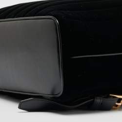 Saint Laurent Black Stripe Quilted Velvet and Leather Loulou Backpack
