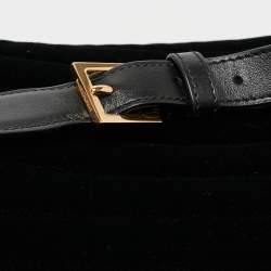 Saint Laurent Black Stripe Quilted Velvet and Leather Loulou Backpack