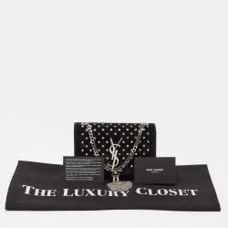 Pre Owned Saint Laurent Black Suede Small Monogram Kate Tassel Shoulder Bag