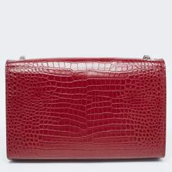 مملوكة مسبقًا حقيبة كتف سان لوران كاتي دلاية شراشيب متوسطة جلد تمساح بارز أخضر