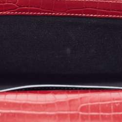 مملوكة مسبقًا حقيبة كتف سان لوران كاتي دلاية شراشيب متوسطة جلد تمساح بارز أخضر