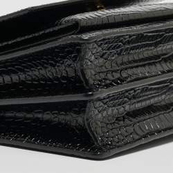 Saint Laurent Black Croc Embossed Leather Medium Sunset Shoulder Bag