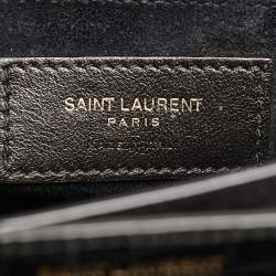 Saint Laurent Black Croc Embossed Leather Medium Sunset Shoulder Bag