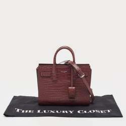 Saint Laurent Burgundy Croc Embossed Leather Nano Classic Sac De Jour Tote