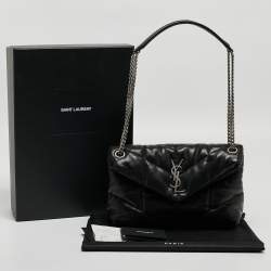 Pre Owned Saint Laurent Black Quilted Leather Small Loulou Puffer Shoulder Bag