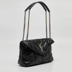 Pre Owned Saint Laurent Black Quilted Leather Small Loulou Puffer Shoulder Bag
