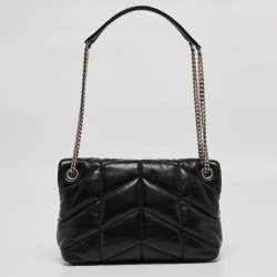 Pre Owned Saint Laurent Black Quilted Leather Small Loulou Puffer Shoulder Bag