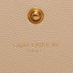 Pre Owned Saint Laurent Beige Leather Kate Chain Clutch