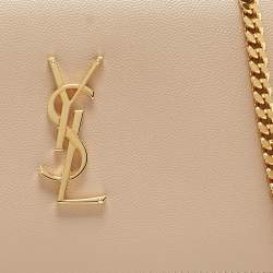 Pre Owned Saint Laurent Beige Leather Kate Chain Clutch
