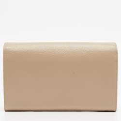 Pre Owned Saint Laurent Beige Leather Kate Chain Clutch