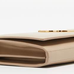 Pre Owned Saint Laurent Beige Leather Kate Chain Clutch