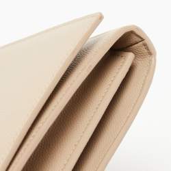 Pre Owned Saint Laurent Beige Leather Kate Chain Clutch