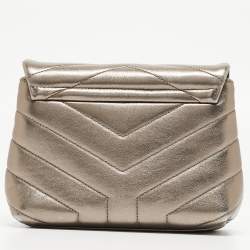 Pre Owned Saint Laurent Gun Metal Matelassé Leather Toy Loulou Crossbody Bag