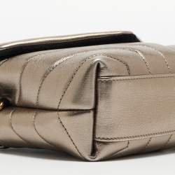 Pre Owned Saint Laurent Gun Metal Matelassé Leather Toy Loulou Crossbody Bag