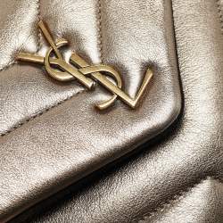 Pre Owned Saint Laurent Gun Metal Matelassé Leather Toy Loulou Crossbody Bag
