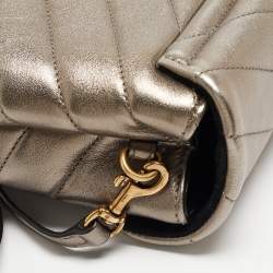 Pre Owned Saint Laurent Gun Metal Matelassé Leather Toy Loulou Crossbody Bag