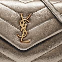 Pre Owned Saint Laurent Gun Metal Matelassé Leather Toy Loulou Crossbody Bag