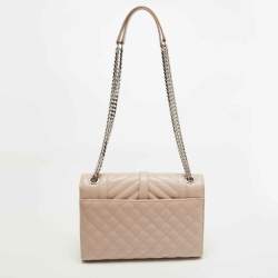 Pre Owned Saint Laurent Pink Mix Quilted Leather Medium Envelope Shoulder Bag