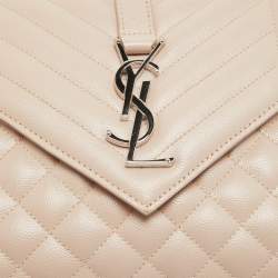Pre Owned Saint Laurent Pink Mix Quilted Leather Medium Envelope Shoulder Bag
