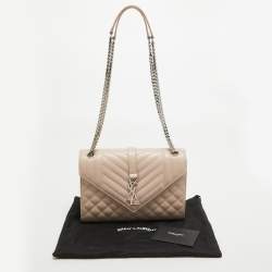 Pre Owned Saint Laurent Pink Mix Quilted Leather Medium Envelope Shoulder Bag