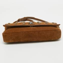 Saint Laurent Brown Suede Studded Kate Baguette Bag