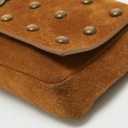 Saint Laurent Brown Suede Studded Kate Baguette Bag