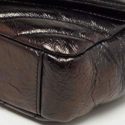 Pre Owned Saint Laurent Black Matelassé Leather Baby Monogram Flap Bag