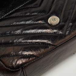 Pre Owned Saint Laurent Black Matelassé Leather Baby Monogram Flap Bag