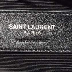 Pre Owned Saint Laurent Black Matelassé Leather Baby Monogram Flap Bag