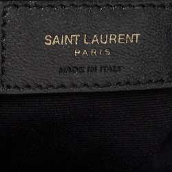 Pre Owned Saint Laurent Black Crinkled Leather Large Niko Shopper Tote