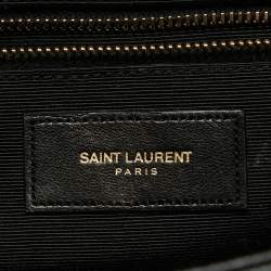 Saint Laurent Black Matelassé Leather Large Monogram Envelope Shoulder Bag