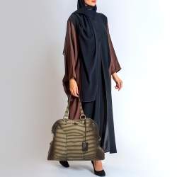Yves Saint Laurent Brown/Khaki Croc Embossed Nubuck Oversized Muse Bag