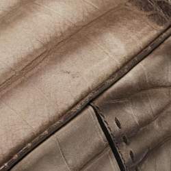 Yves Saint Laurent Brown/Khaki Croc Embossed Nubuck Oversized Muse Bag