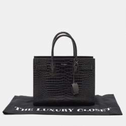 Pre Owned Saint Laurent Black Croc Embossed Leather Baby Classic Sac De Jour Tote