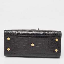Pre Owned Saint Laurent Black Croc Embossed Leather Baby Classic Sac De Jour Tote