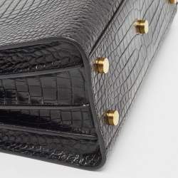 Pre Owned Saint Laurent Black Croc Embossed Leather Baby Classic Sac De Jour Tote