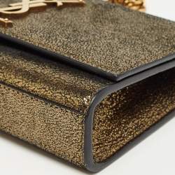 Saint Laurent Gold Crackled Leather New Small Kate Wallet on Chain