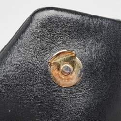 Pre Owned Saint Laurent Black Matelassé Leather Medium LouLou Shoulder Bag