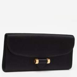 Saint Laurent Black Satin Muse Clutch