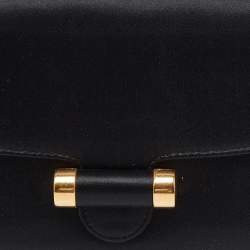 Saint Laurent Black Satin Muse Clutch