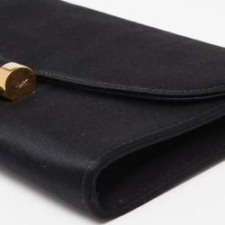 Saint Laurent Black Satin Muse Clutch