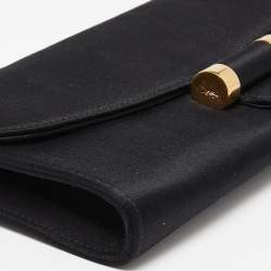 Saint Laurent Black Satin Muse Clutch