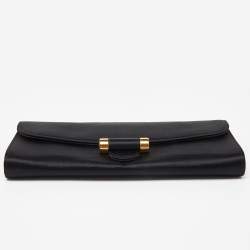Saint Laurent Black Satin Muse Clutch