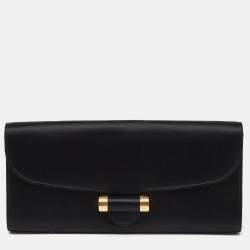 Saint Laurent Black Satin Muse Clutch