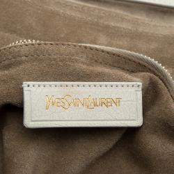 Yves Saint Laurent Beige/White Fabric Medium Muse Two Satchel