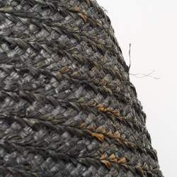 Pre Owned Saint Laurent Black Woven Raffia and Leather Basket Bag