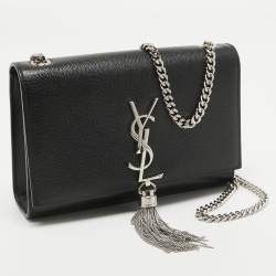Pre Owned Saint Laurent Black Leather New Small Kate Wallet on Chain