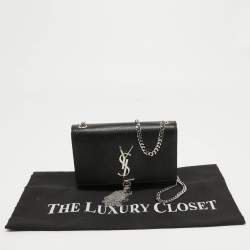 Pre Owned Saint Laurent Black Leather New Small Kate Wallet on Chain