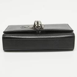 Pre Owned Saint Laurent Black Leather New Small Kate Wallet on Chain