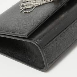 Pre Owned Saint Laurent Black Leather New Small Kate Wallet on Chain